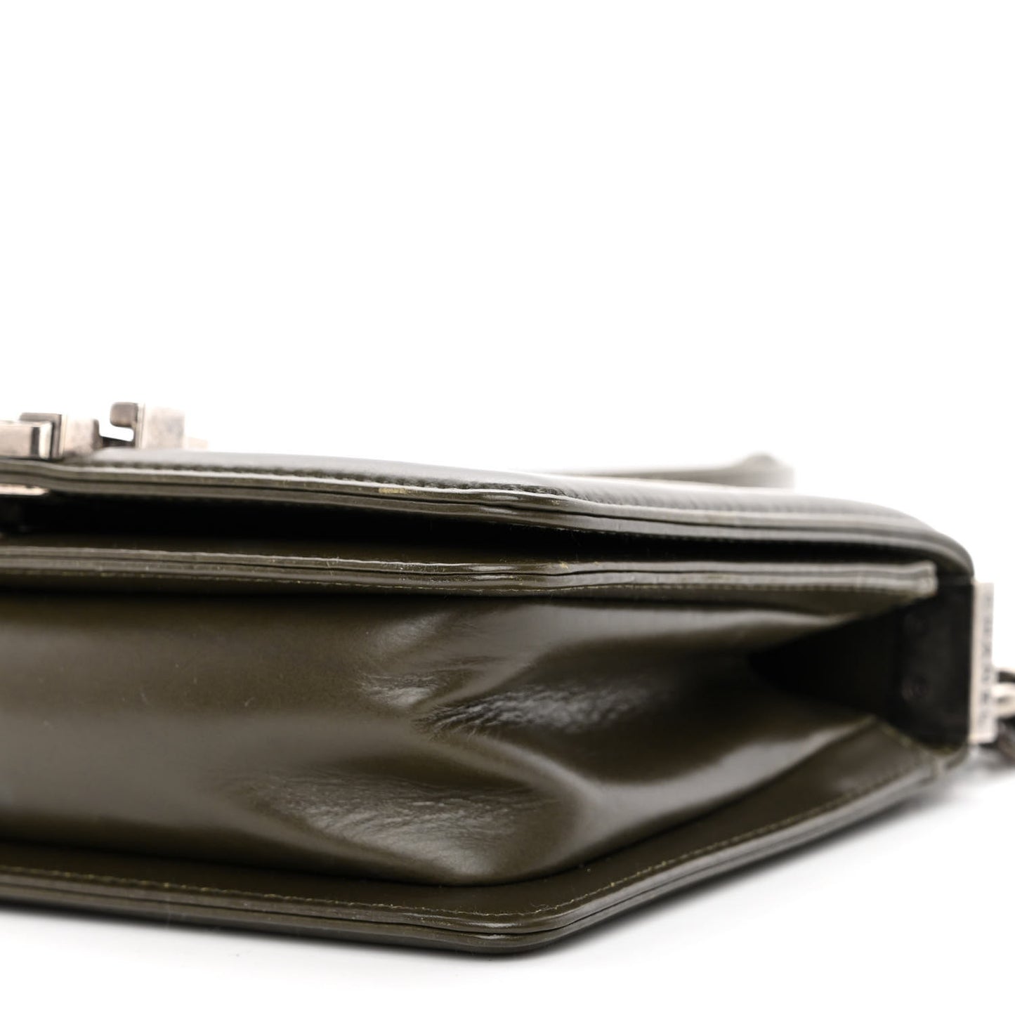 Glazed Calfskin Small Boy Flap Dark Green