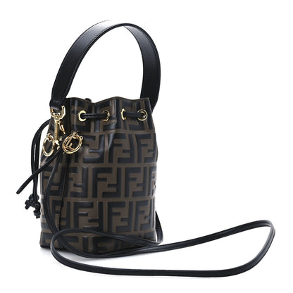 Fendi Vitello Liberty F is Fendi Bi-Color FF 1974 Embossed Mini Mon Tresor Bucket Bag Maya Black 3 of 11