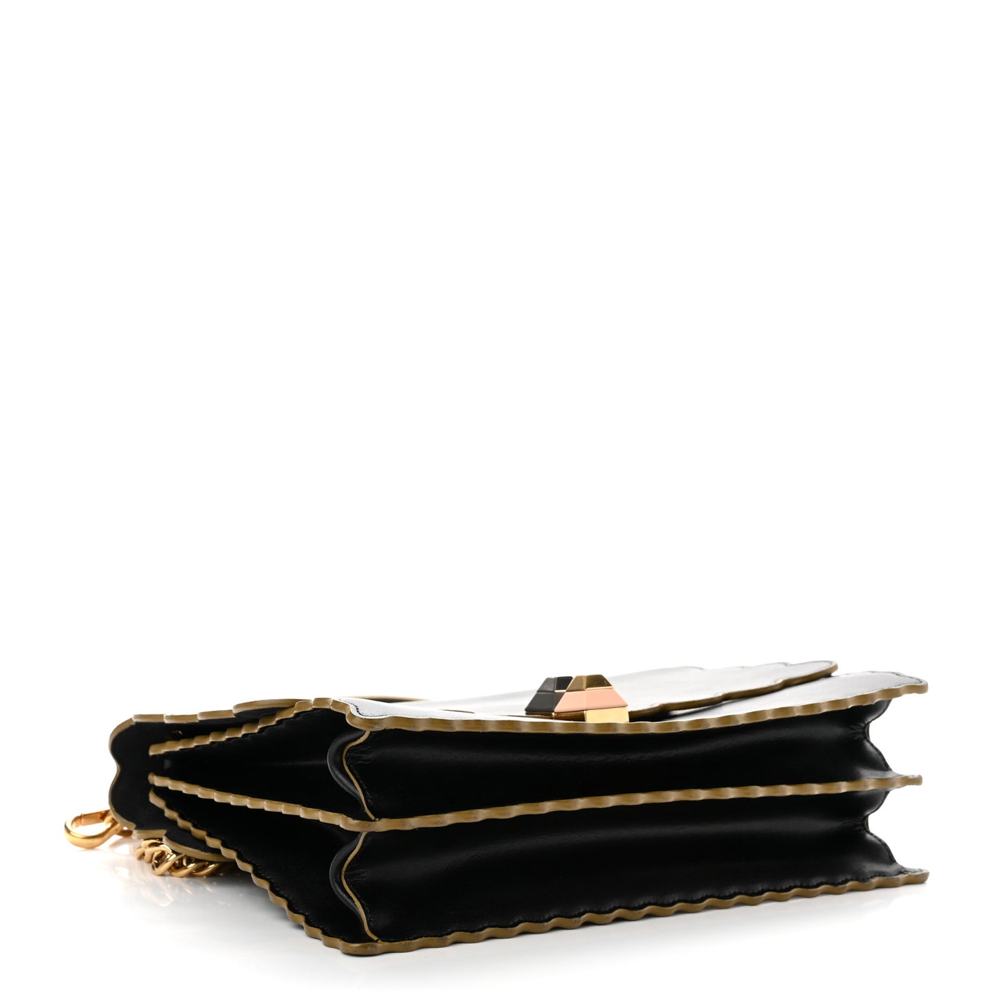 Vitello Liberty Scalloped Studded Kan I Shoulder Bag Black