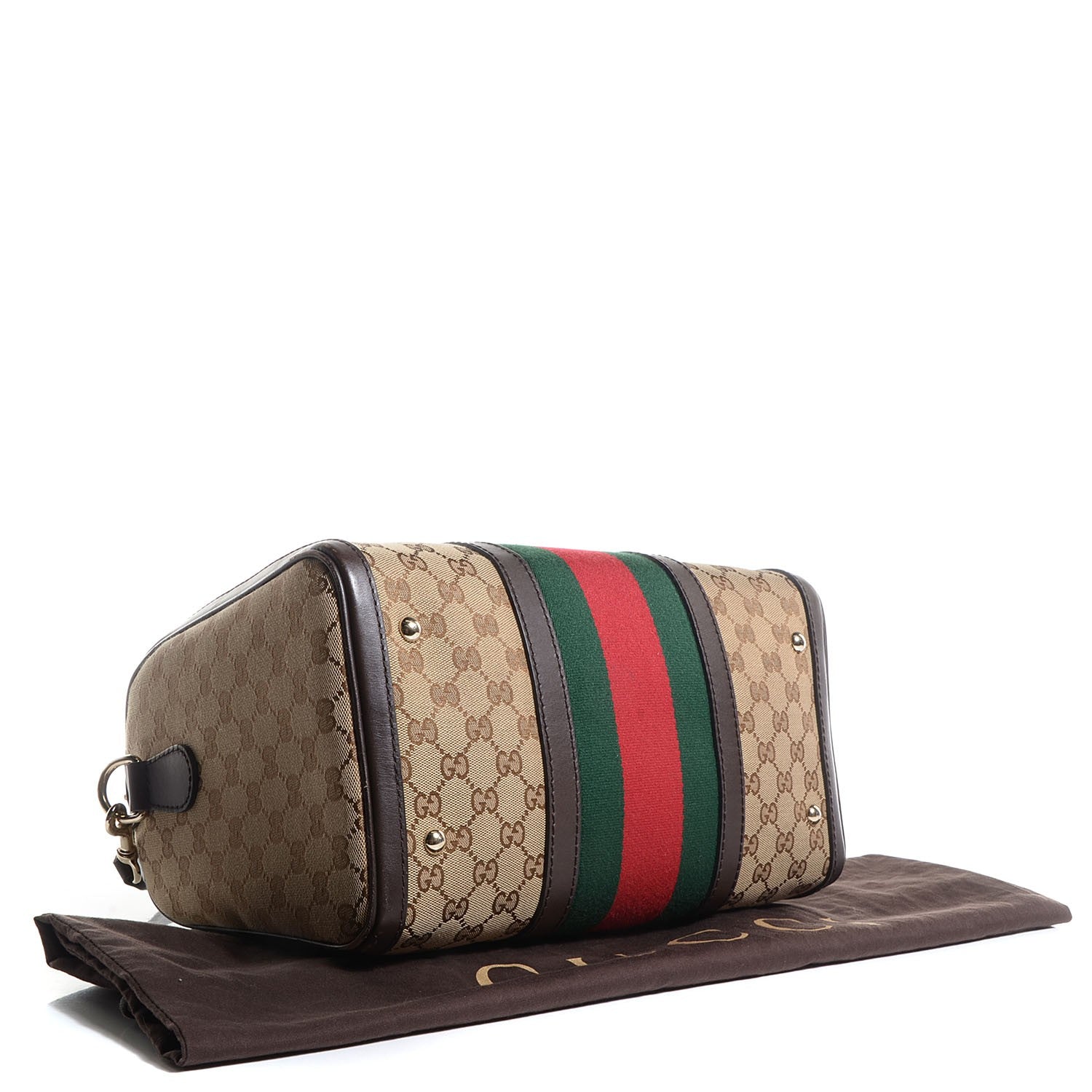 Gucci Monogram Vintage Web Medium Boston Dark Brown 4 of 9