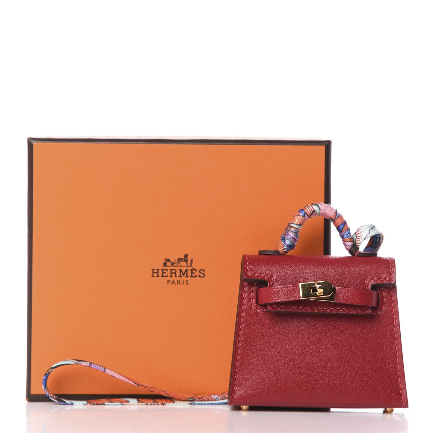 Tadelakt Mini Kelly Twilly Bag Charm Rouge Vif