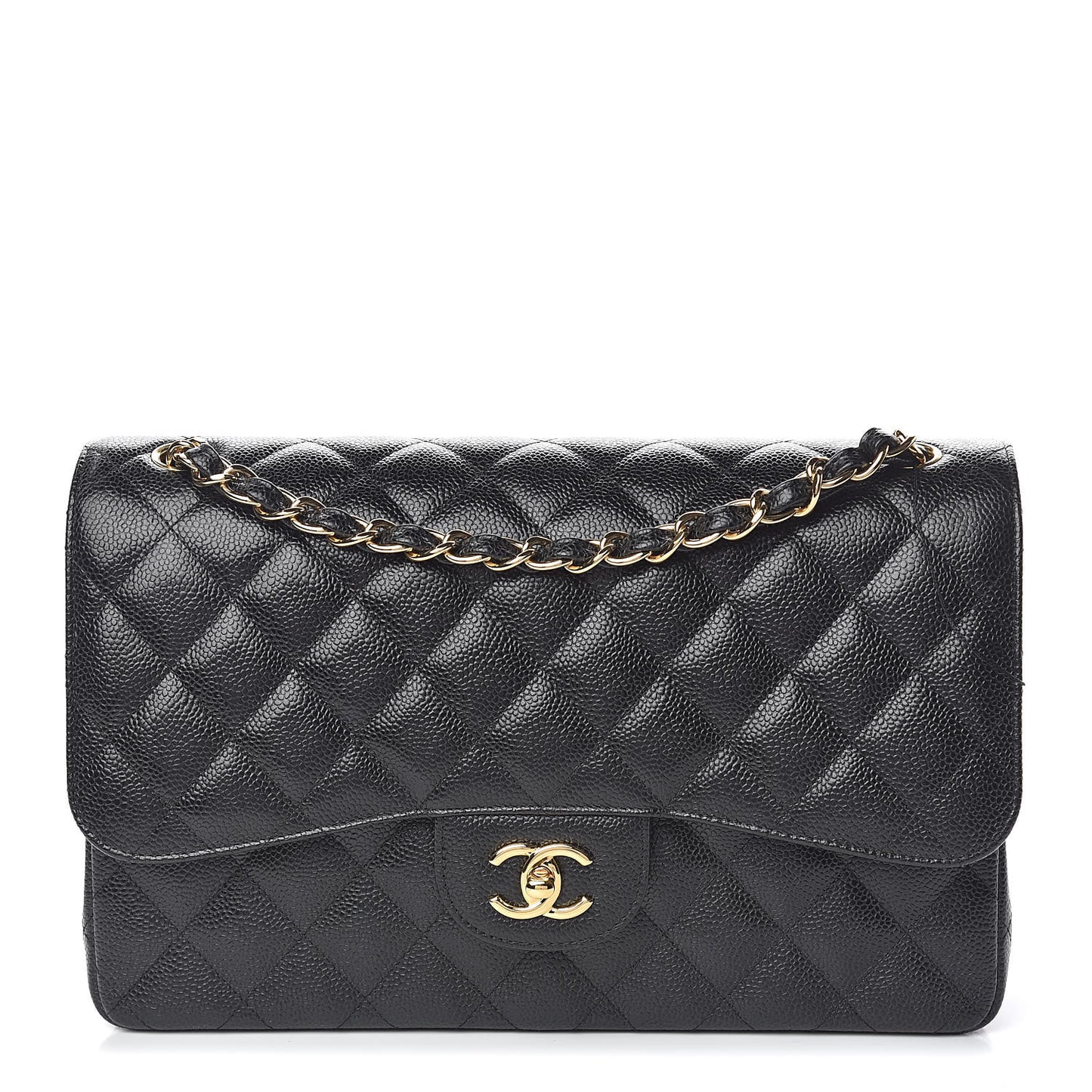 Caviar Quilted Jumbo Double Flap Black