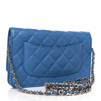 Chanel Caviar Quilted Wallet on Chain WOC Blue 3 of 10