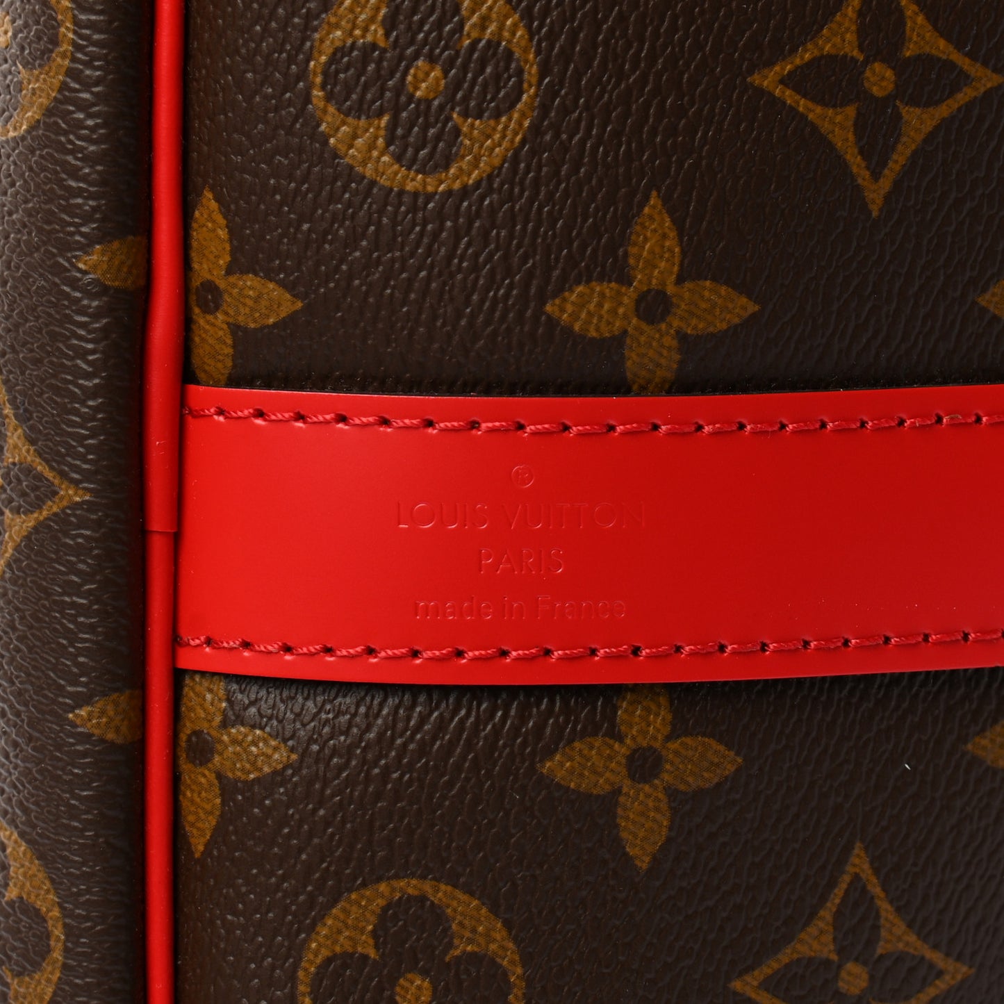 Calfskin Monogram Keepall Bandouliere 50 Coquelicot