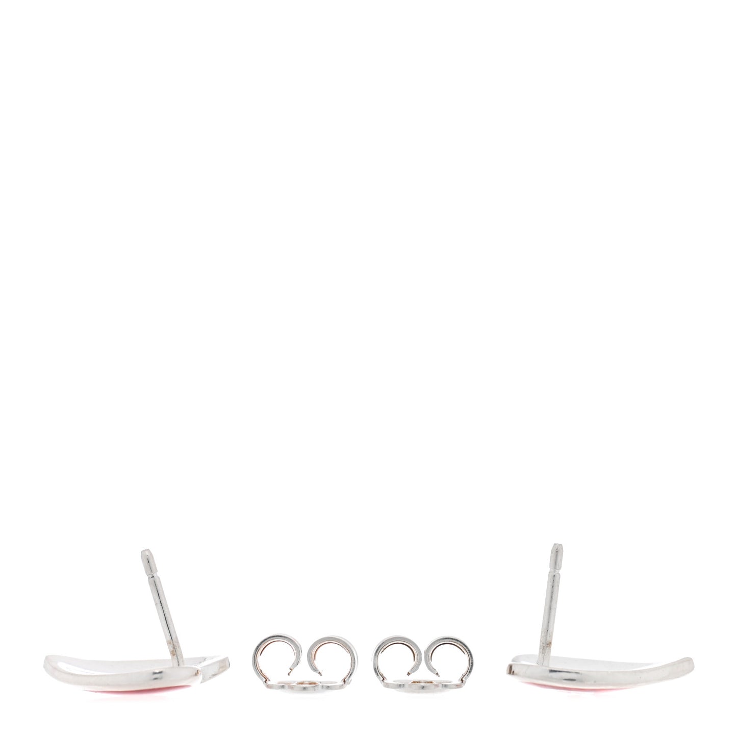 Sterling Silver Enamel Interlocking G Heart Stud Earrings Red