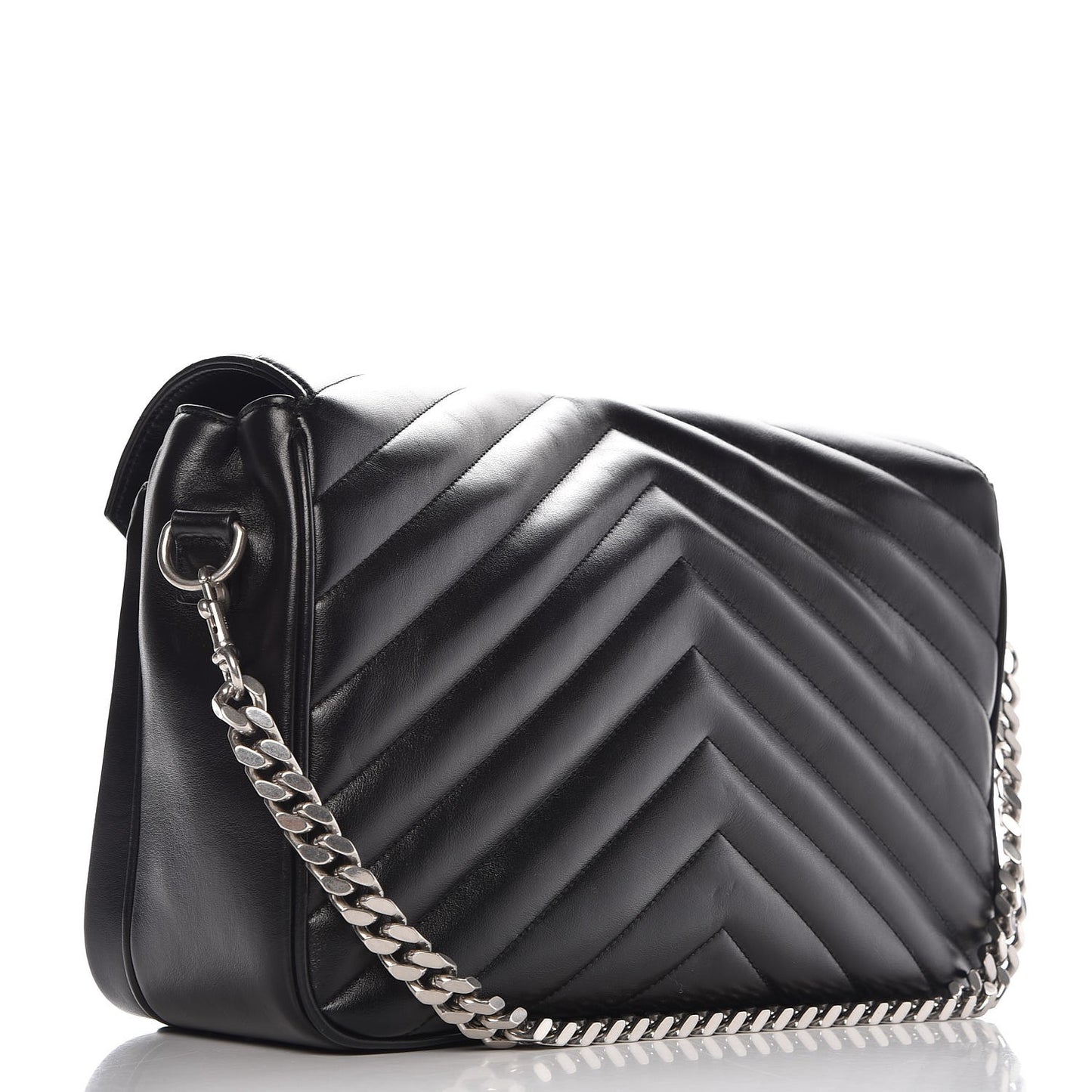 Calfskin Y Quilted Monogram Loulou Shoulder Bag Black