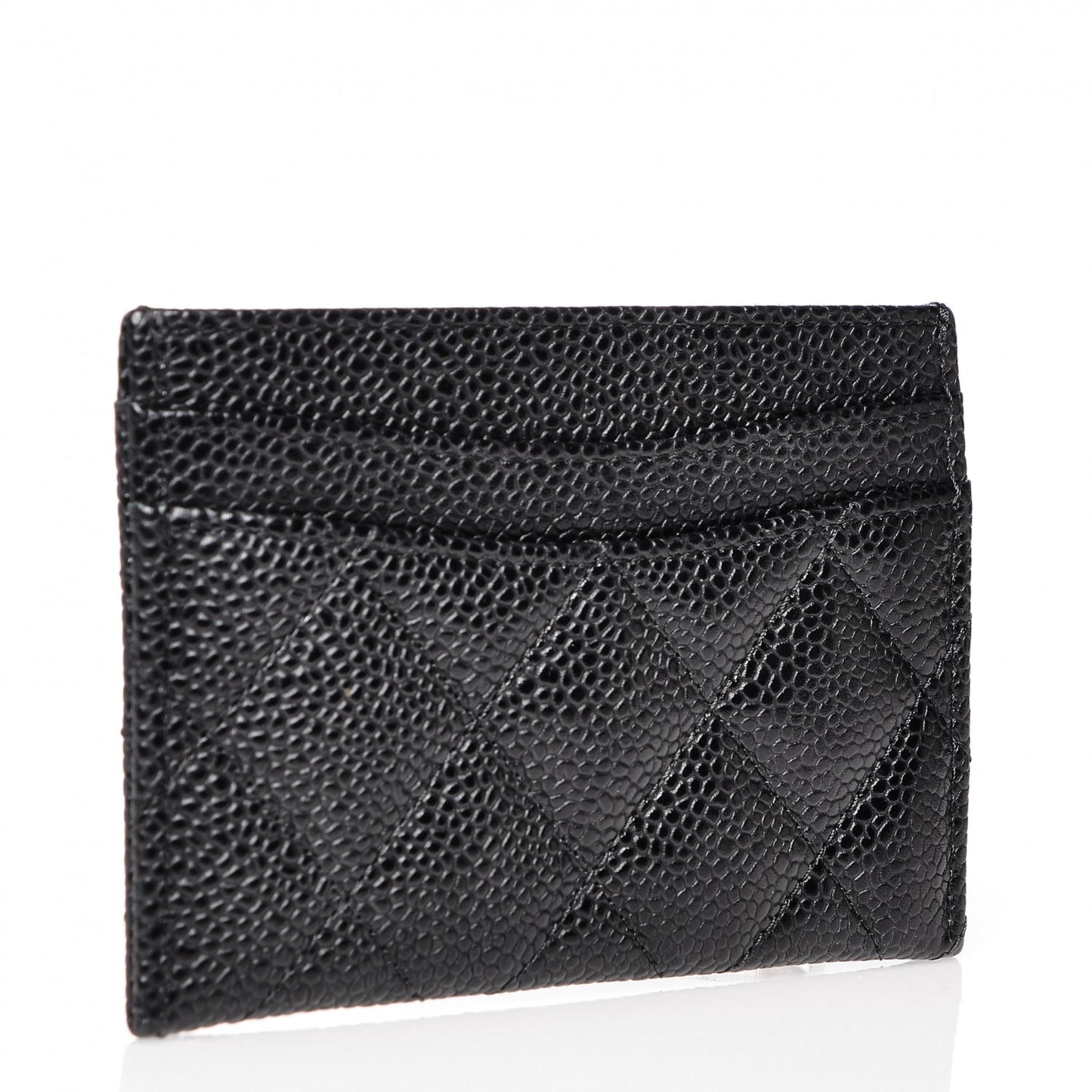 Caviar Quilted Card Holder Black