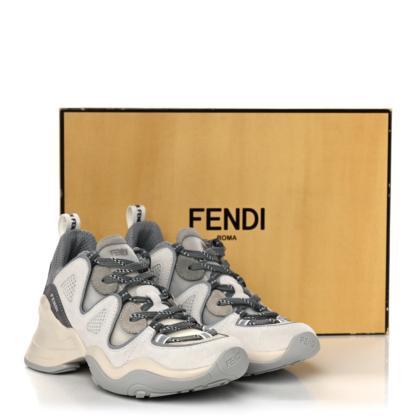 Suede Mesh Womens FFluid Low Top Sneakers 36 Latte Cemento White