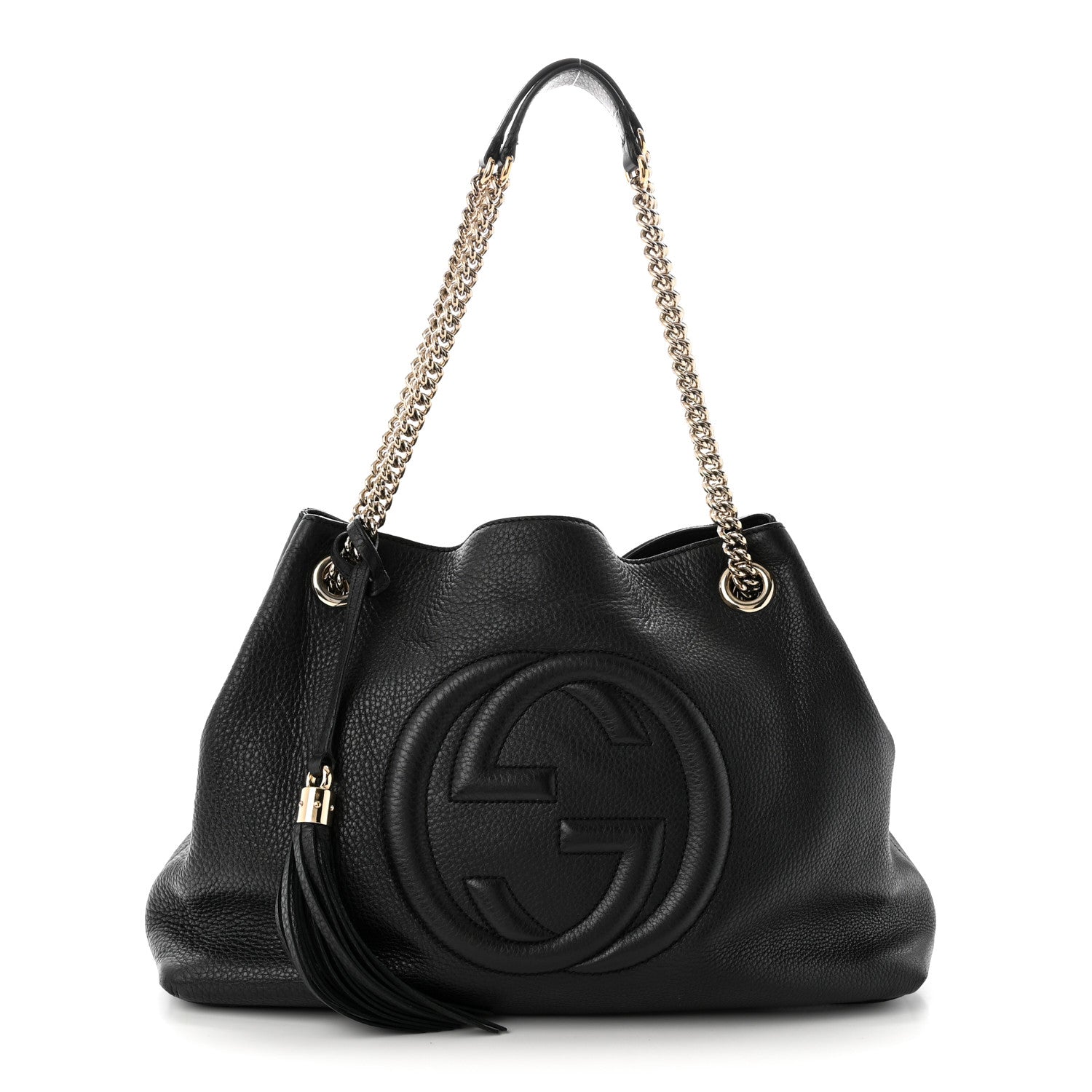 Gucci Pebbled Calfskin Medium Soho Chain Shoulder Bag Black 1 of 13