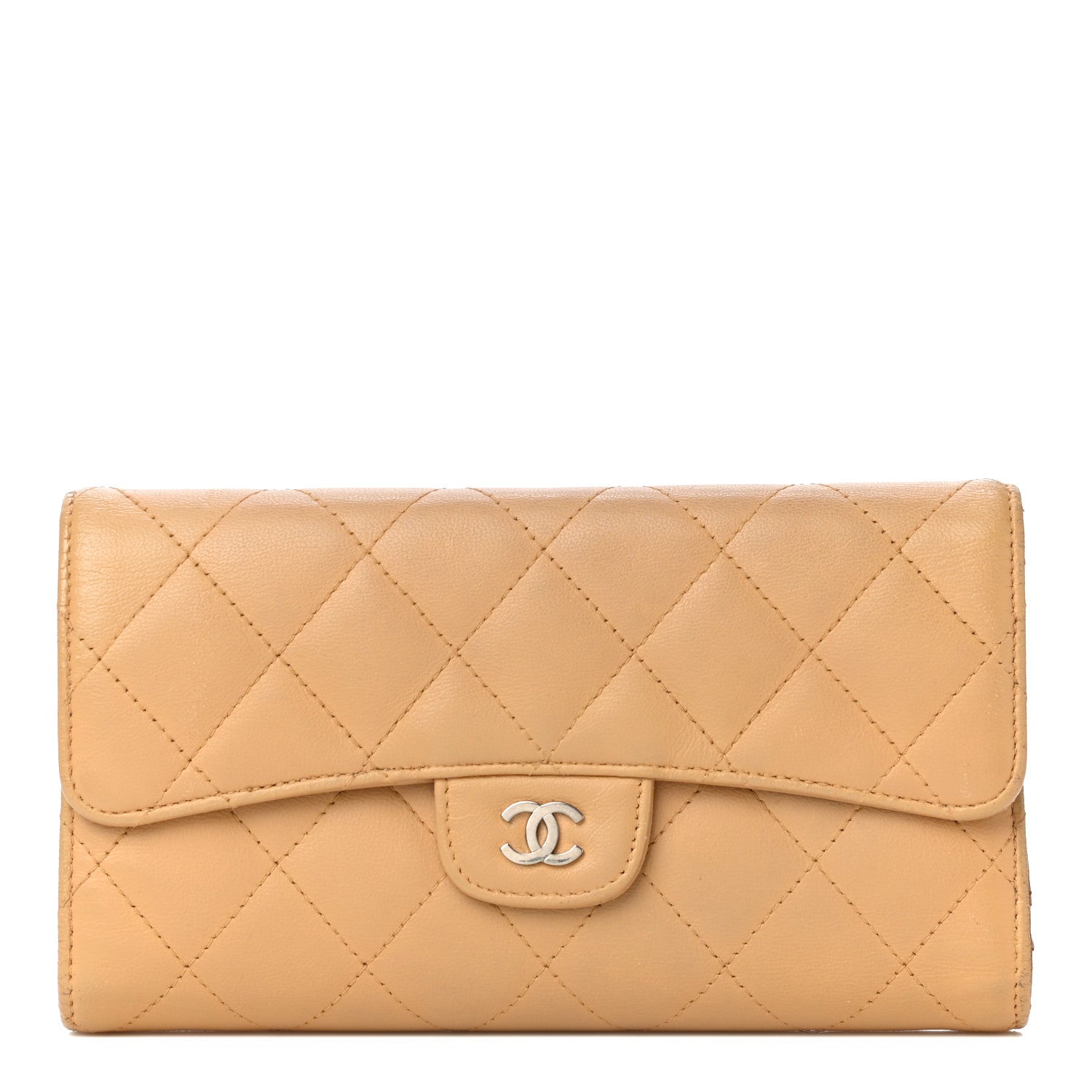 Chanel Lambskin Quilted Large Flap Wallet Beige 1 of 28