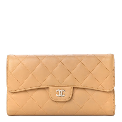 Chanel Lambskin Quilted Large Flap Wallet Beige 1 of 28