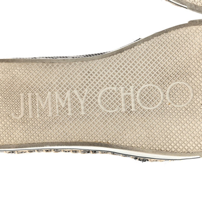 Jimmy Choo Calfskin Perforated Espadrilles Sneakers 37.5 Silver 6 of 10