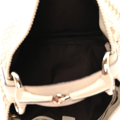 Gucci Monogram Large Horsebit Chain Hobo Off White 5 of 10