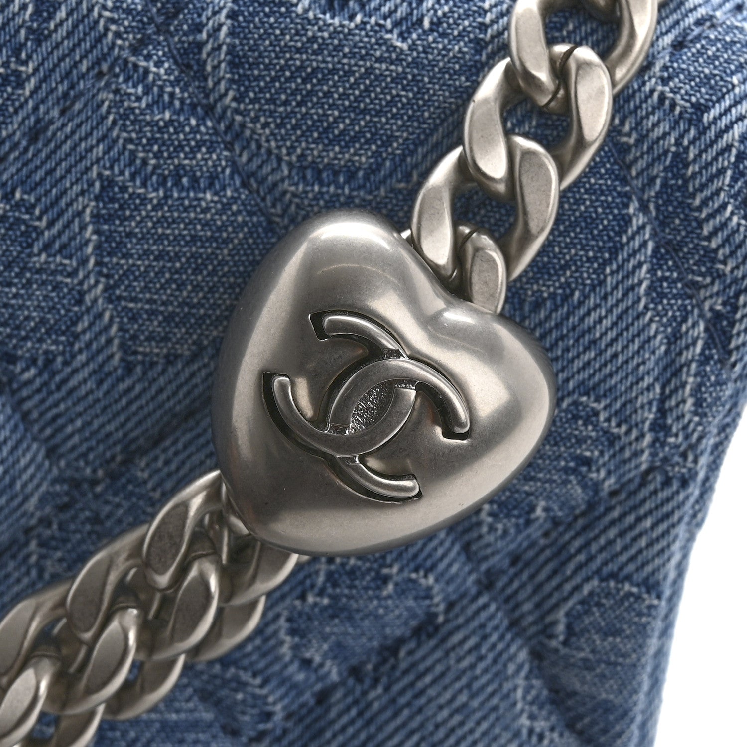 Chanel Denim Quilted Camellia Sweetheart Card Holder With Chain Blue 12 of 13
