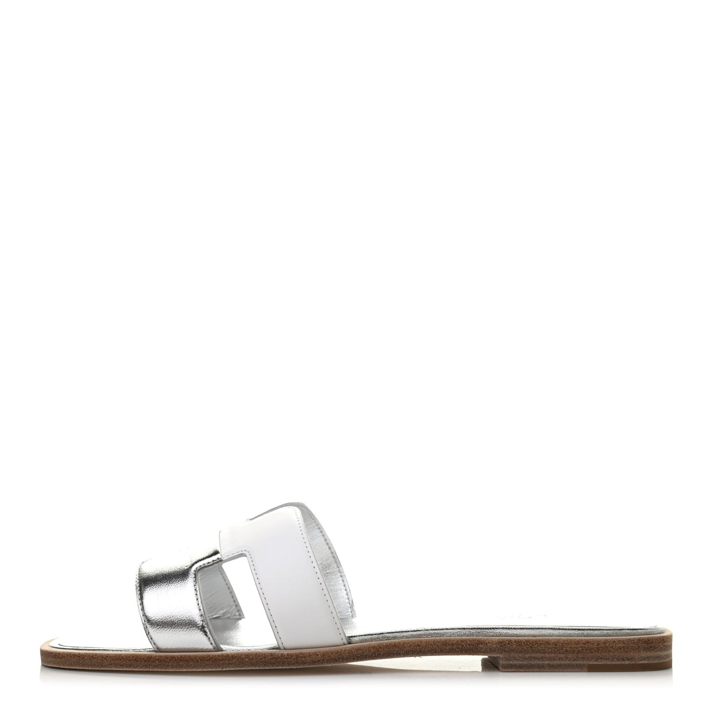 Metallic Nappa Box Oran Sandals 37 White Gris Argente