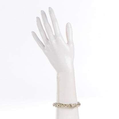 David Yurman Sterling Silver Pave Diamond 9mm Double X Wheat Bracelet 2 of 5