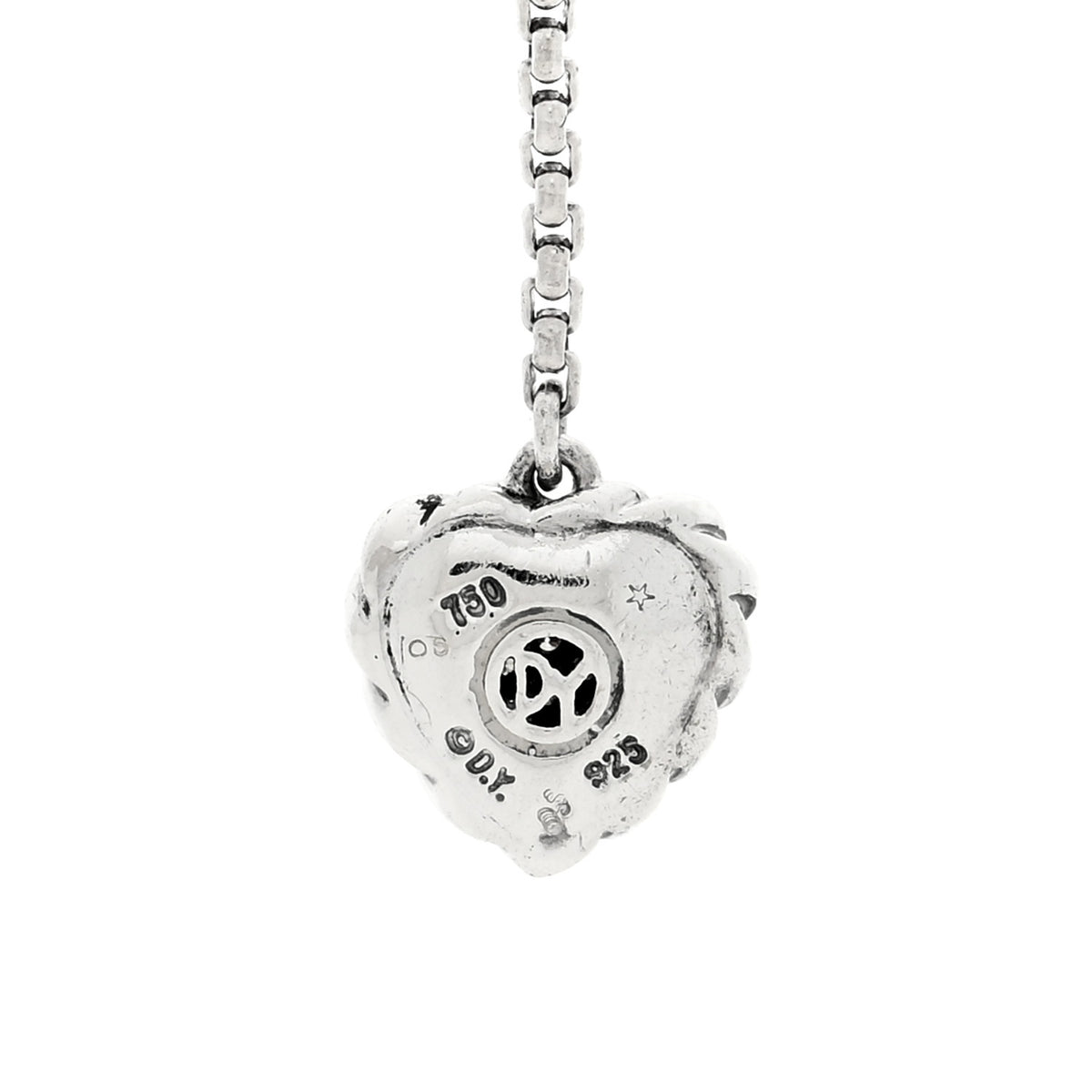 David Yurman Sterling Silver 18K Yellow Gold Diamond Cable Heart Lariat Necklace 5 of 5