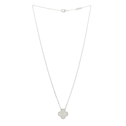 Van Cleef & Arpels 18K White Gold Mother Of Pearl Vintage Alhambra Pendant Necklace 3 of 6