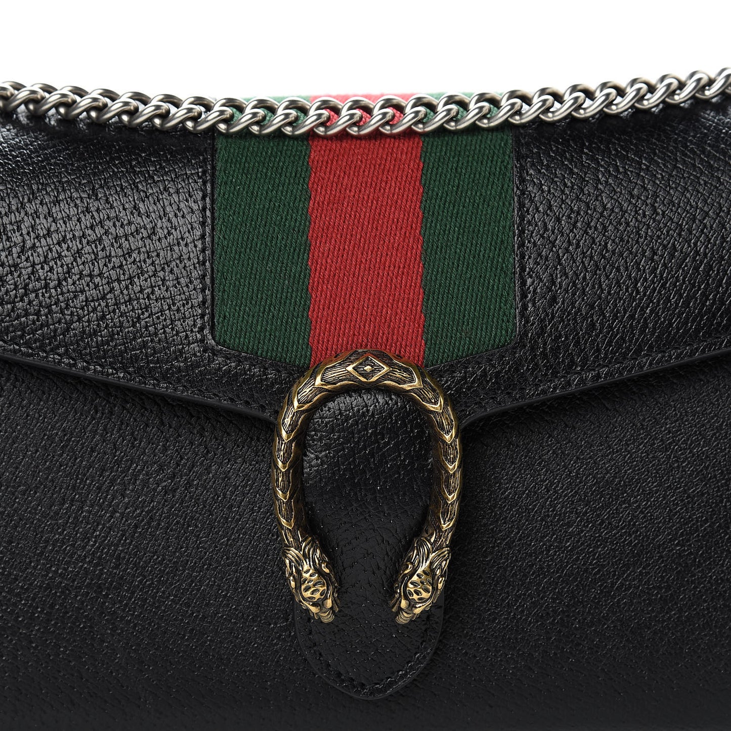 Calfskin Web Mini Dionysus Chain Wallet Black