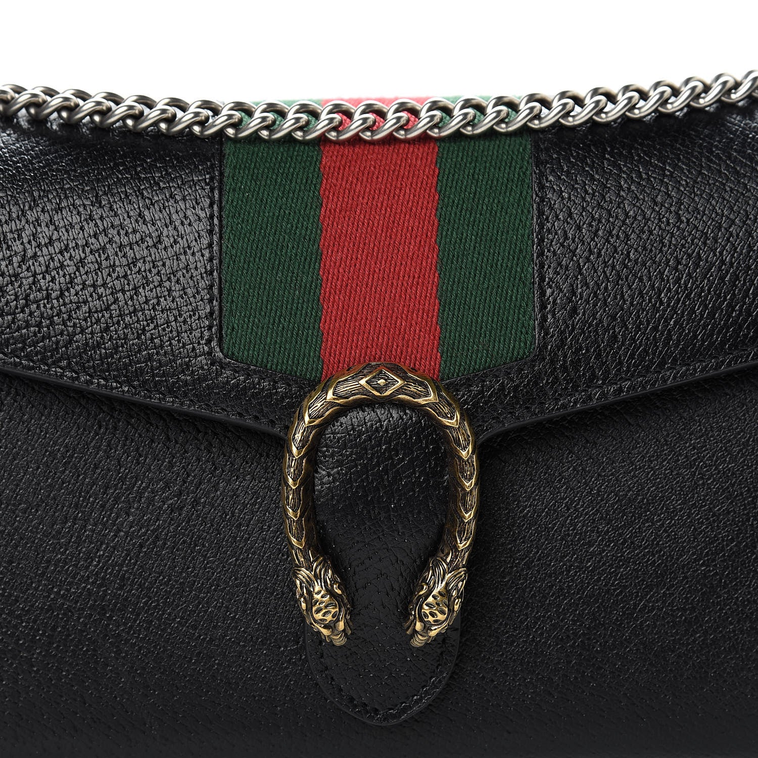Gucci Calfskin Web Mini Dionysus Chain Wallet Black 8 of 11