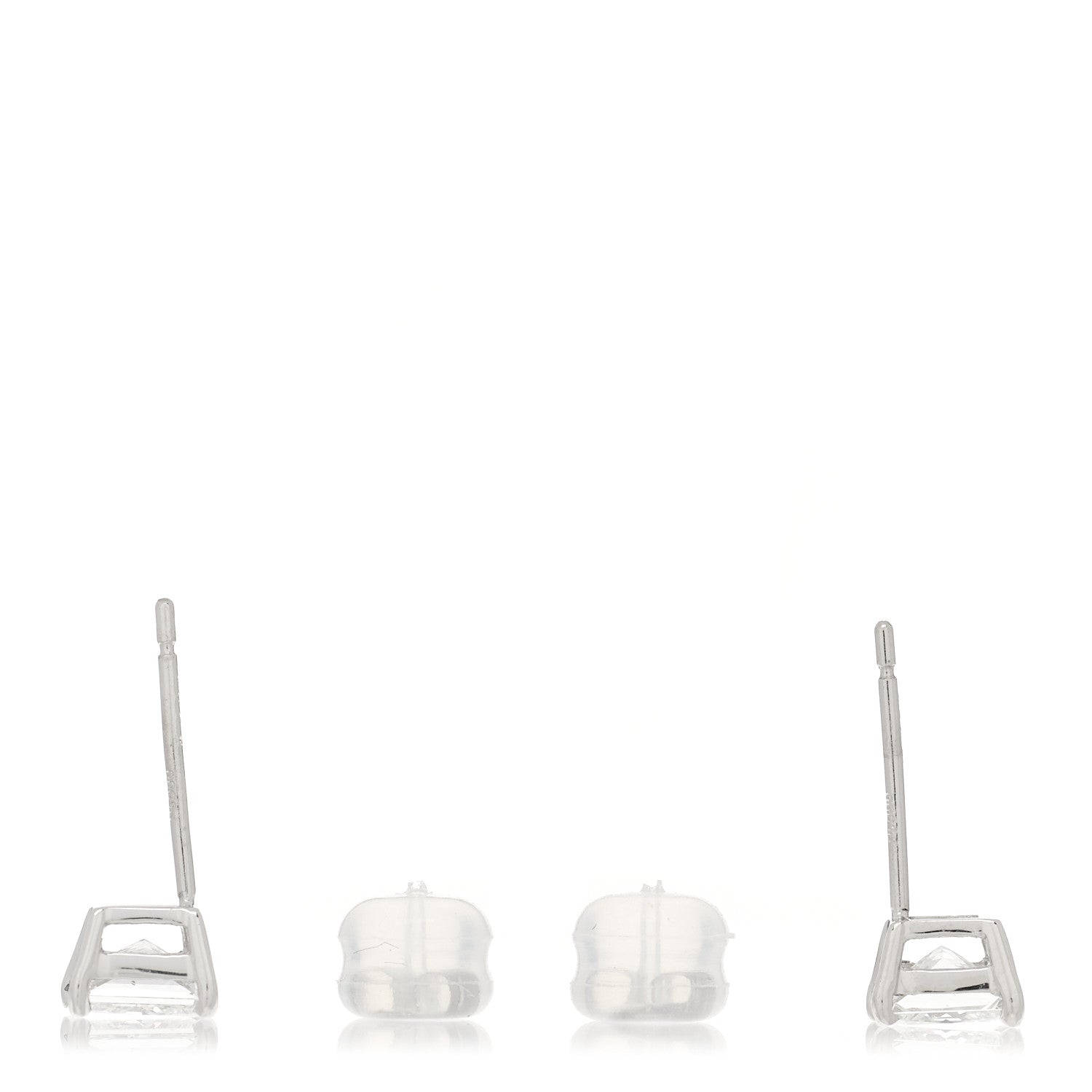 Parker & West by FASHIONPHILE Platinum Diamond .76ctw Princess Cut Solitaire Earrings 3 of 6