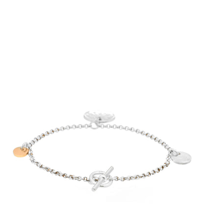 Hermes Sterling Silver 18K Rose Gold PM Ex-Libris Bracelet ST 2 of 4