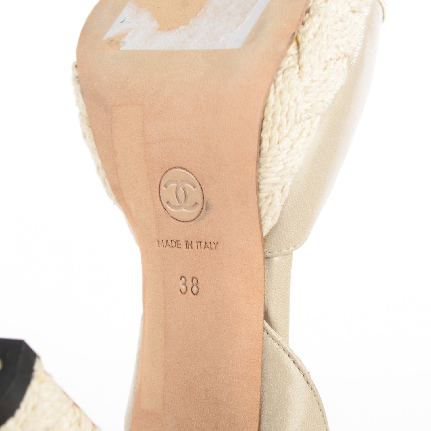 Chanel Glazed Lambskin Cap Toe Sling Back Pumps 38 Light Grey 6 of 7