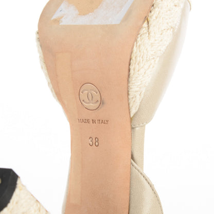Chanel Glazed Lambskin Cap Toe Sling Back Pumps 38 Light Grey 6 of 7
