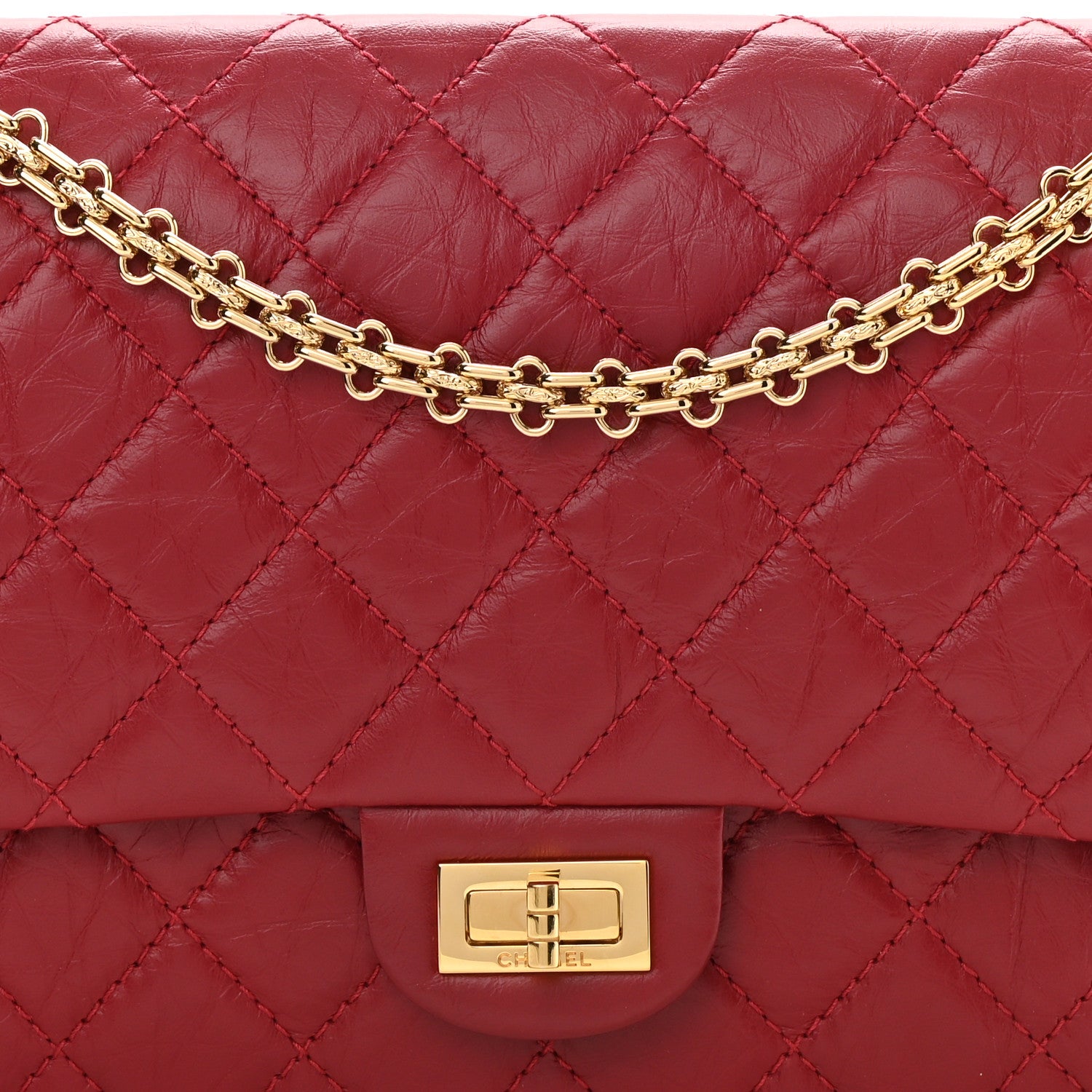 Chanel Aged Calfskin Quilted 2.55 Reissue 226 Flap Dark Red 8 of 10