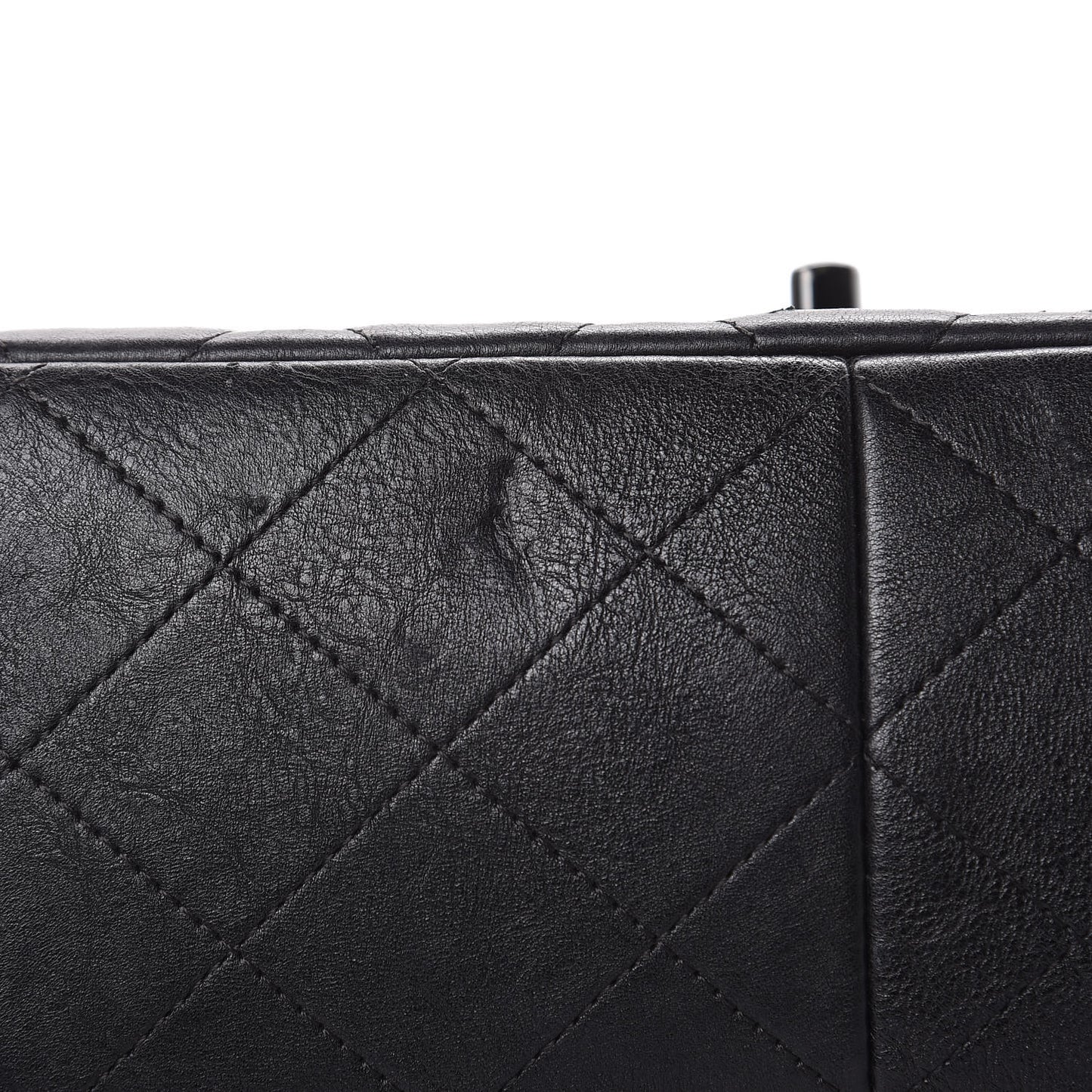 Crumpled Calfskin Quilted Jumbo Double Flap So Black