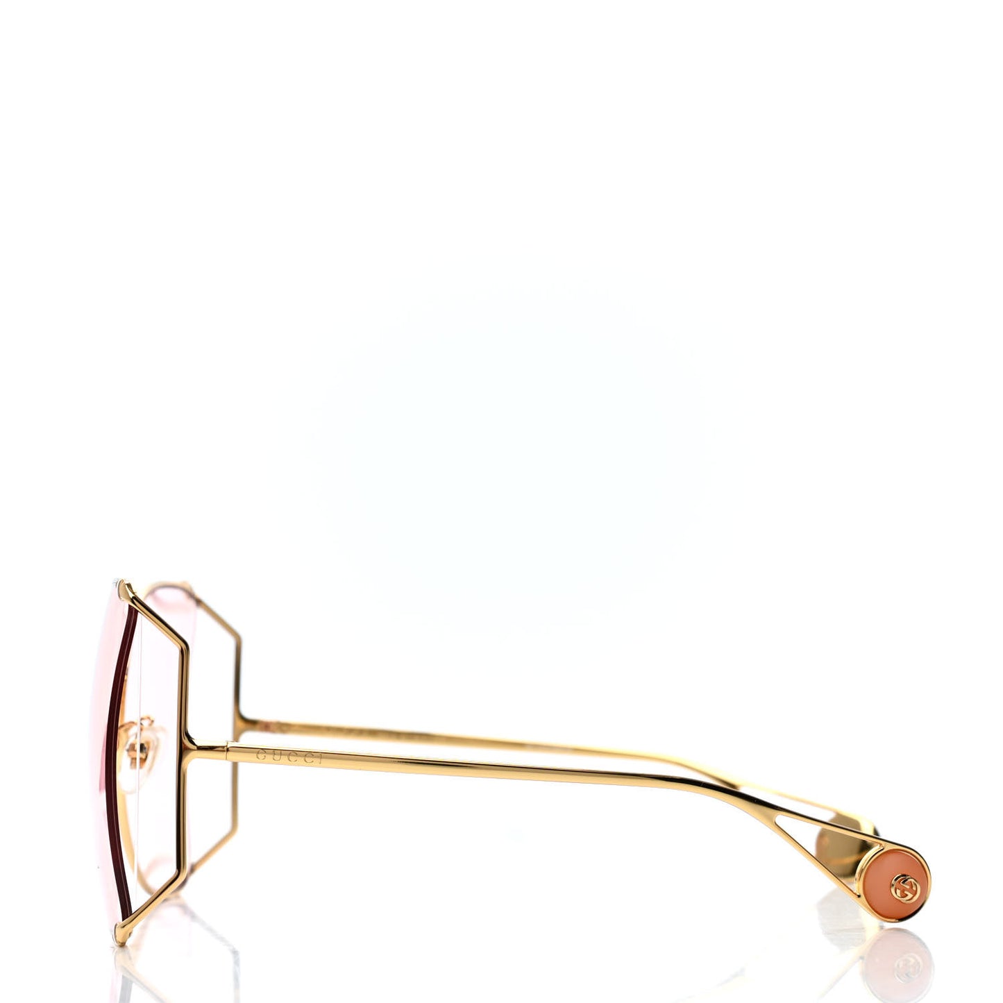 Metal Oversized Round Sunglasses GG0252S Gold Pink