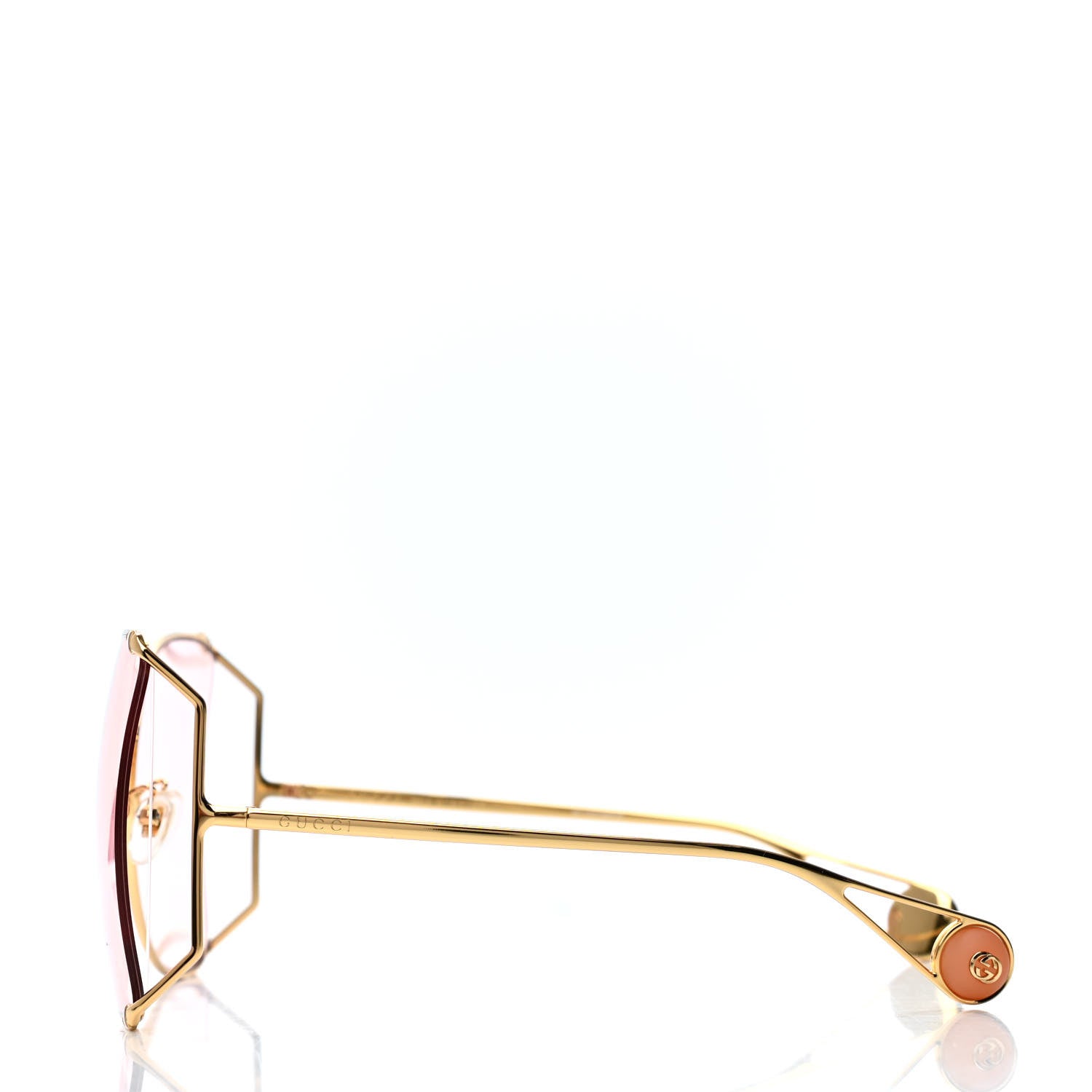 Gucci Metal Oversized Round Sunglasses GG0252S Gold Pink 3 of 4