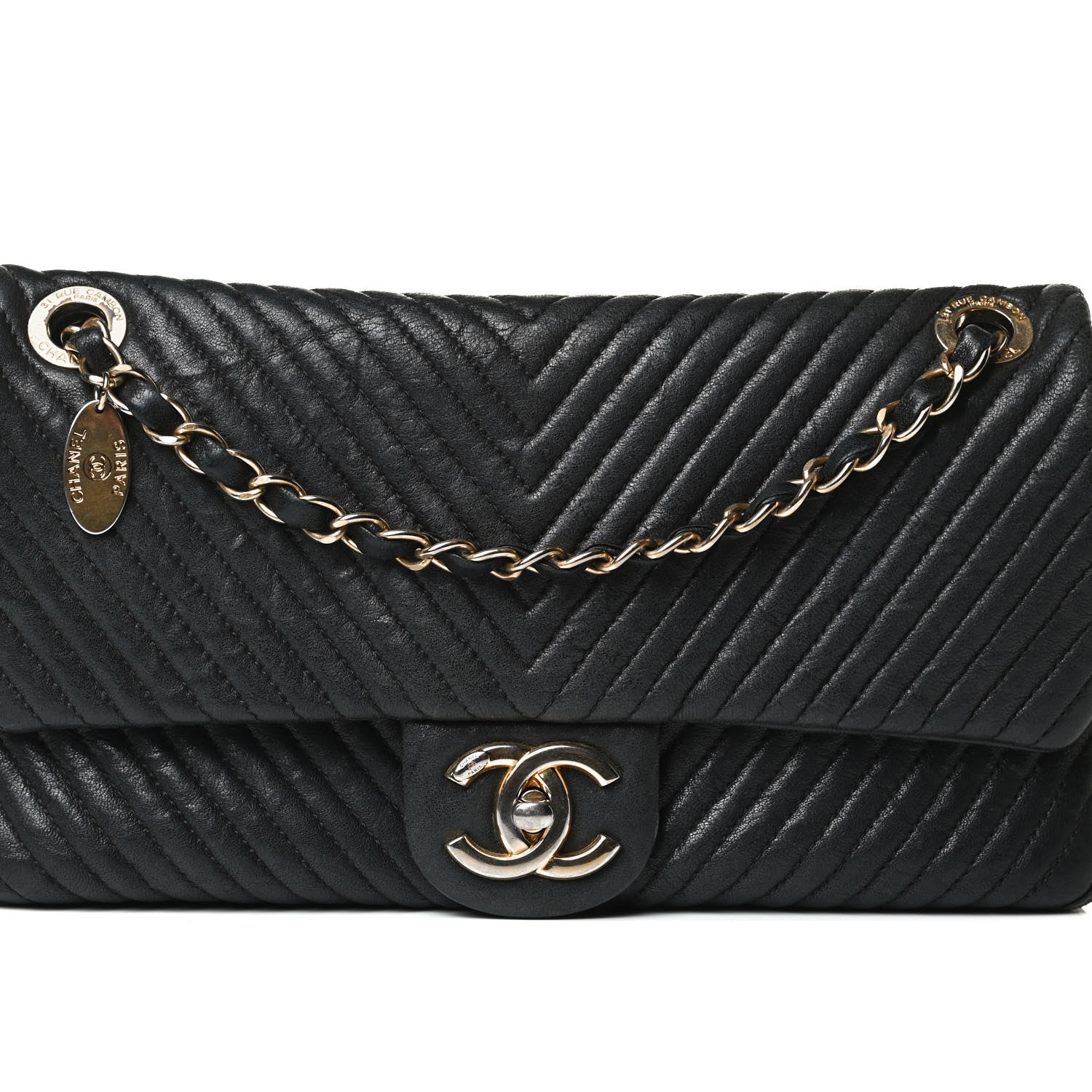 Chanel Calfskin Surpique Chevron Small Flap Black 11 of 18