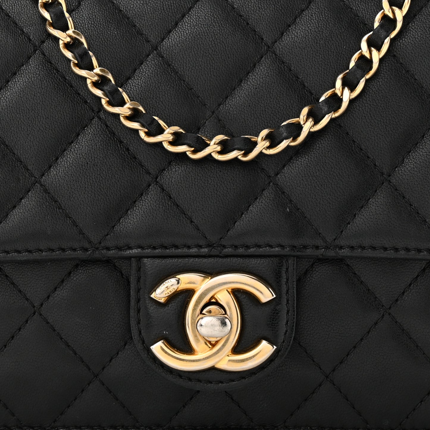 Lambskin Quilted Medium Crossing Times Flap Black