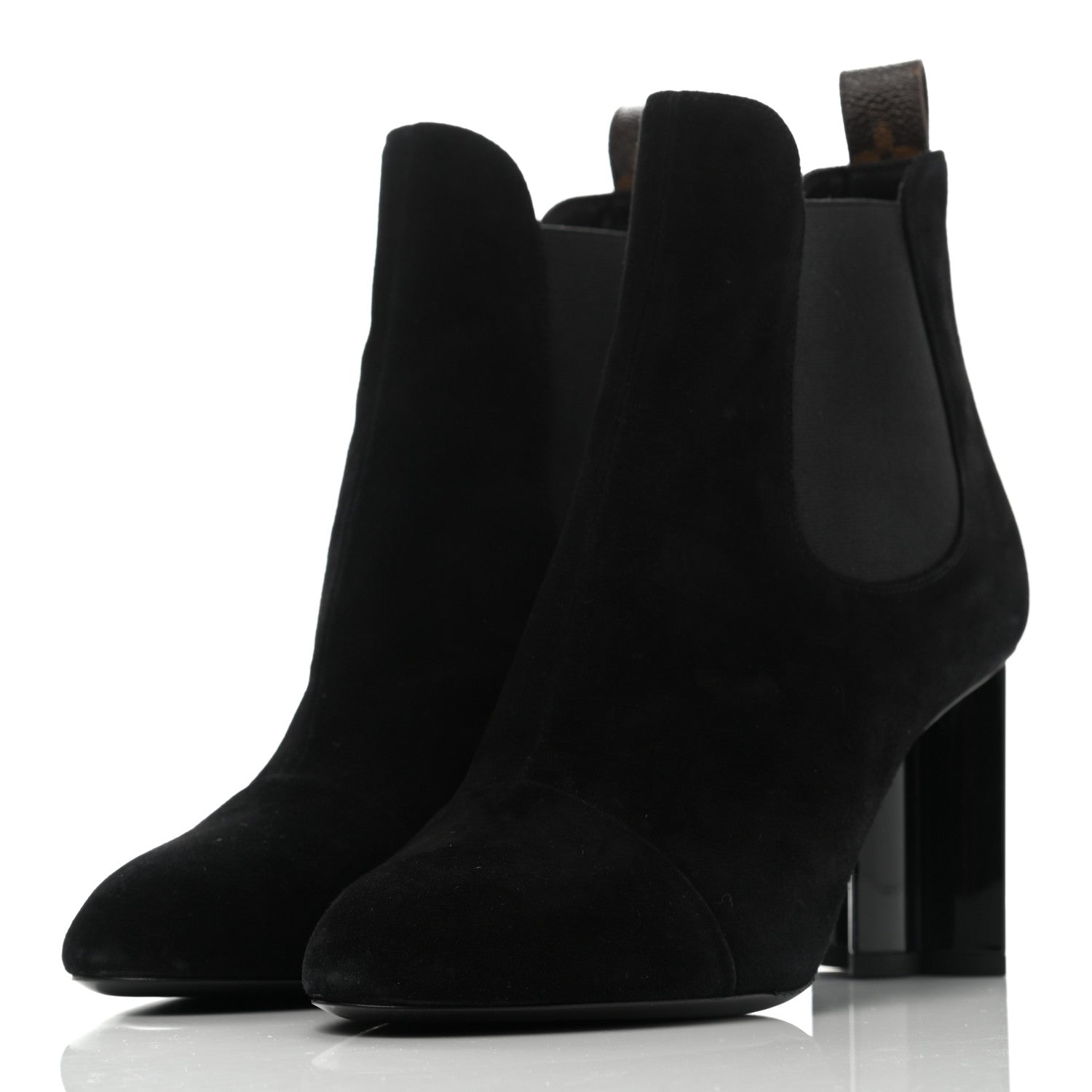 Louis Vuitton Suede Monogram Uniformes Cap Toe Chelsea 80mm Ankle Boots 40 Black 3 of 11