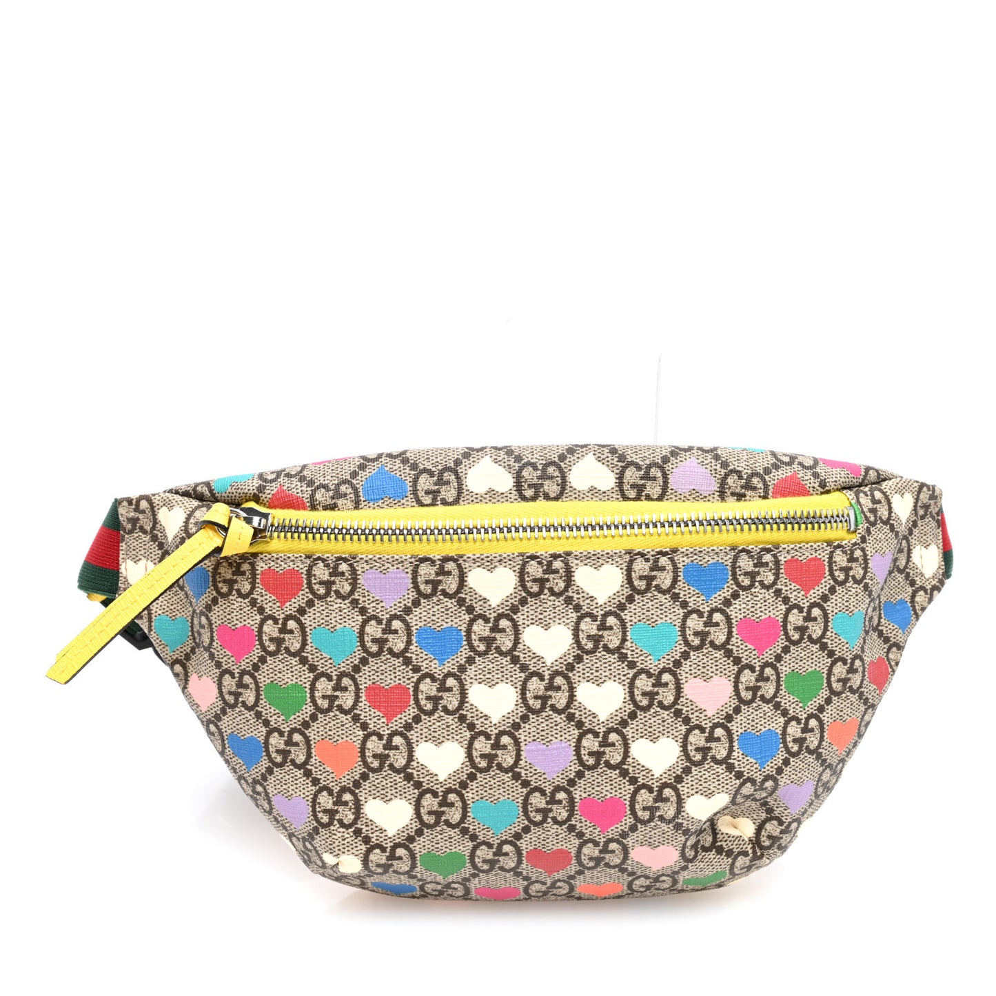 Soft GG Supreme Monogram Hearts Web Childrens Belt Bag Beige Ebony Multicolor Freesia