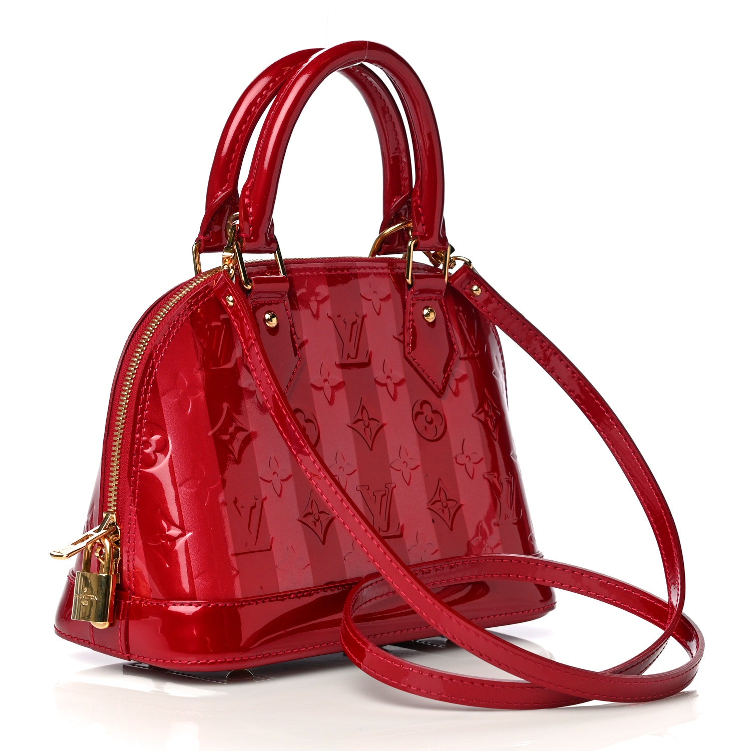 Louis Vuitton Vernis Rayures Alma BB Pomme D'Amour 3 of 14
