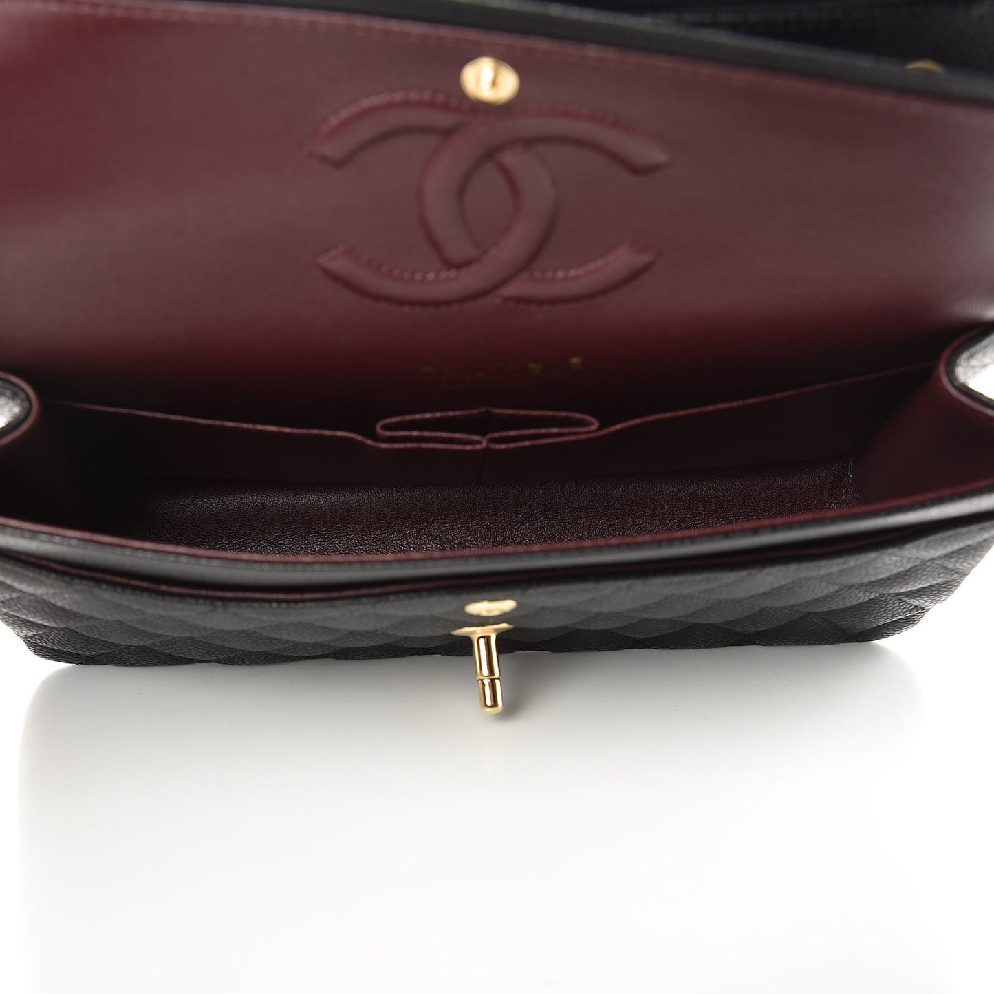 Caviar Quilted Medium Double Flap Black