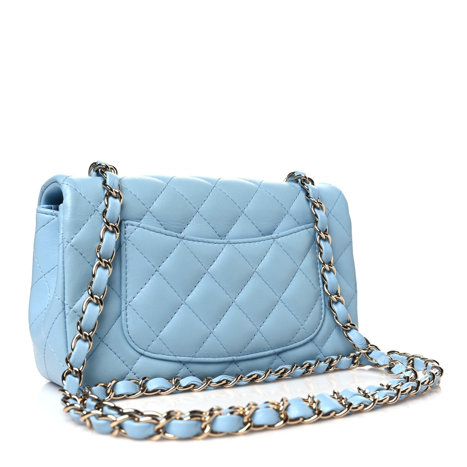 Chanel Lambskin Quilted Mini Rectangular Flap Light Blue 3 of 11