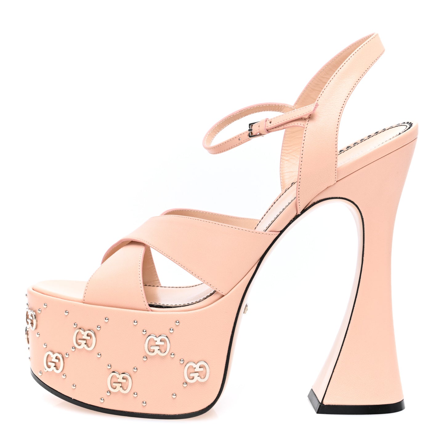Malaga Kid Interlocking G Studs 155mm Platform Sandals 40.5 Perfect Pink