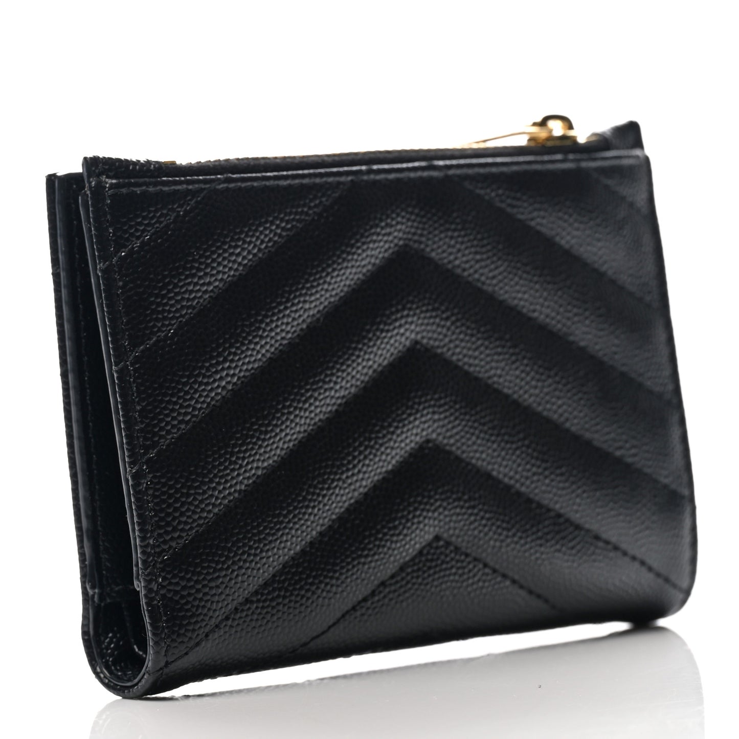 Grain De Poudre Matelasse Chevron Monogram Zipped Card Case Black