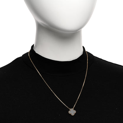 Van Cleef & Arpels 18K Yellow Gold Black Onyx Vintage Alhambra Pendant Necklace 2 of 6