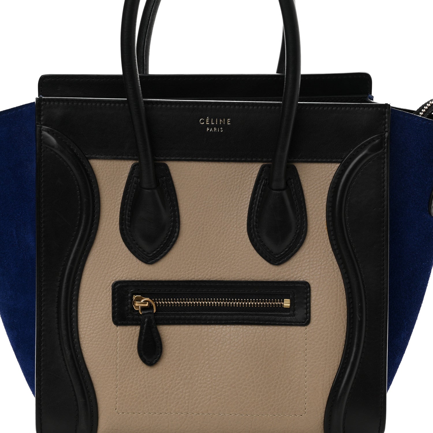 Celine Elephant Calfskin Suede Micro Tri-Color Luggage Sand 7 of 14