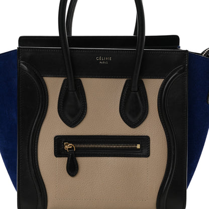 Celine Elephant Calfskin Suede Micro Tri-Color Luggage Sand 7 of 14