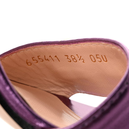 Gucci Metallic Nappa Horsebit Cross Strap 95mm Sandals 38.5 Violet 8 of 19