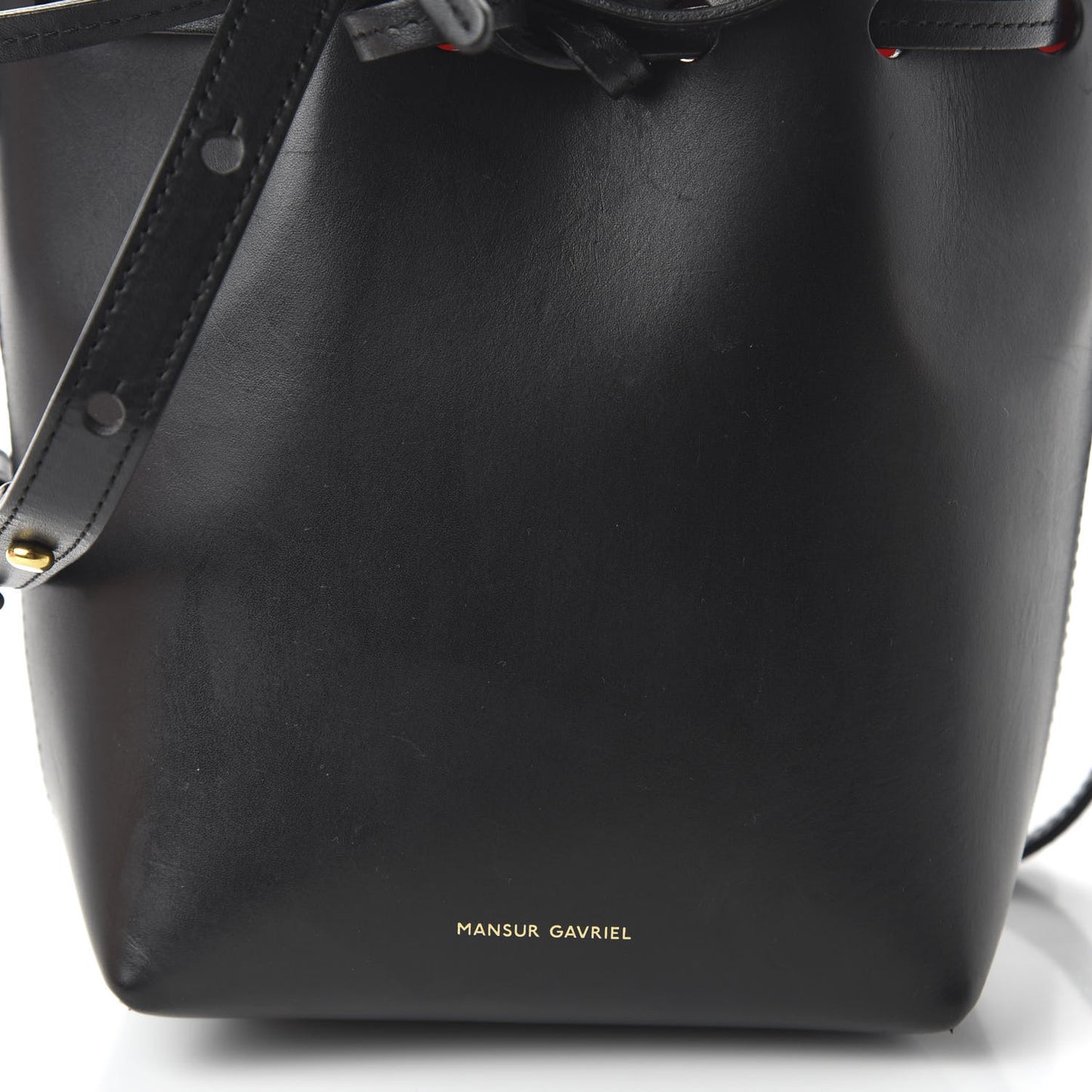 Vegetable Tanned Calfskin Mini Mini Bucket Bag Black Flamma
