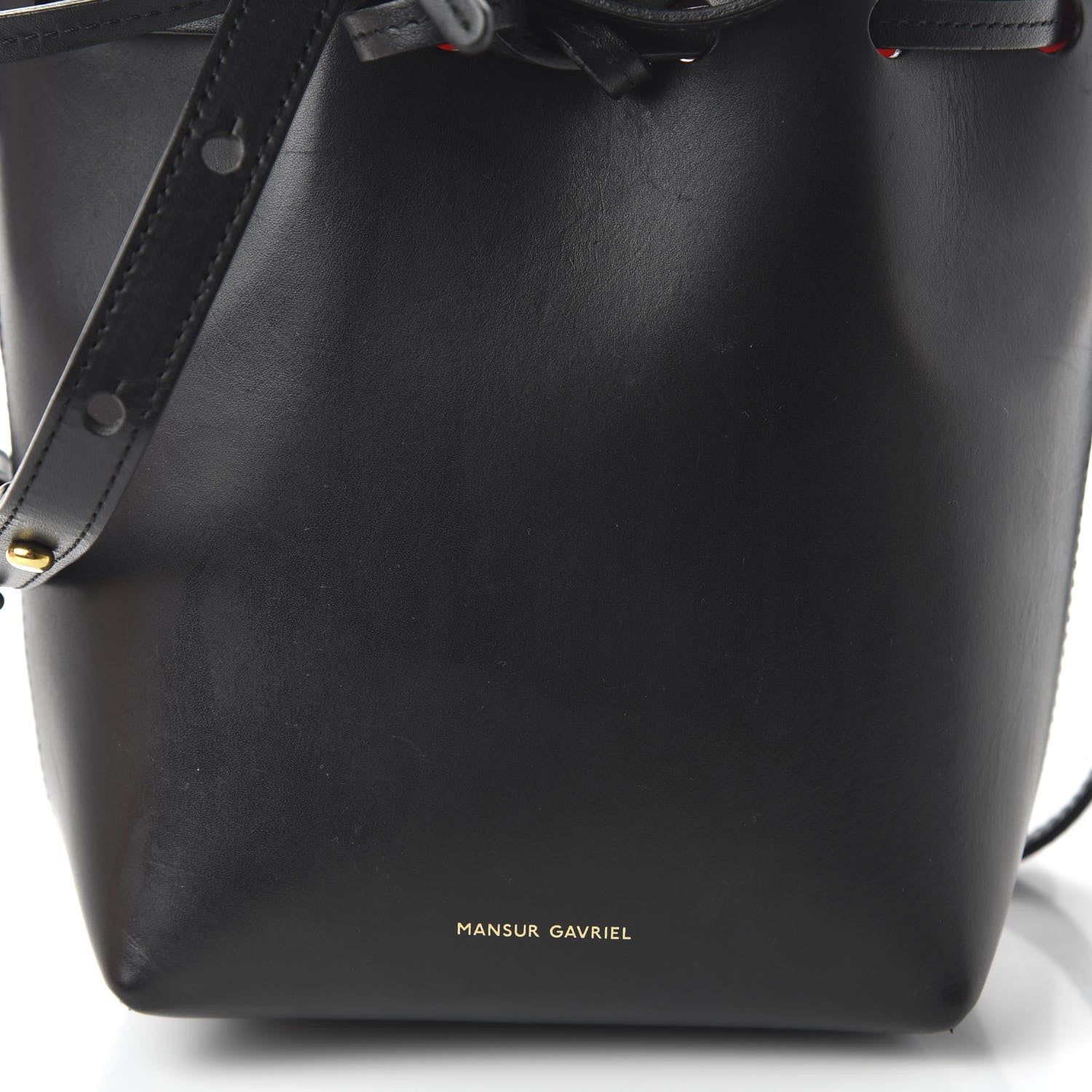 Mansur Gavriel Vegetable Tanned Calfskin Mini Mini Bucket Bag Black Flamma 9 of 10