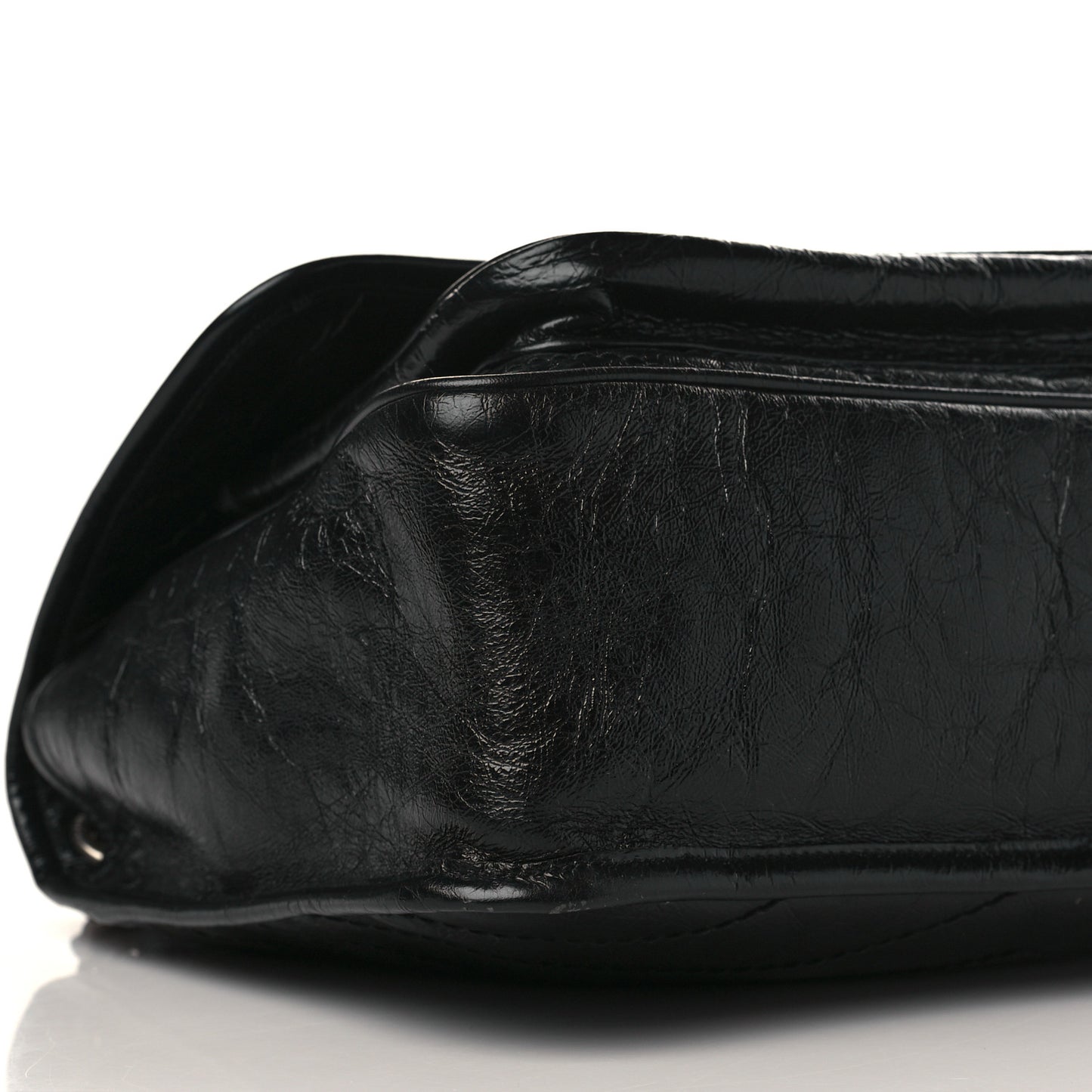 Crinkled Calfskin Matelasse Monogram Medium Niki Chain Satchel Black