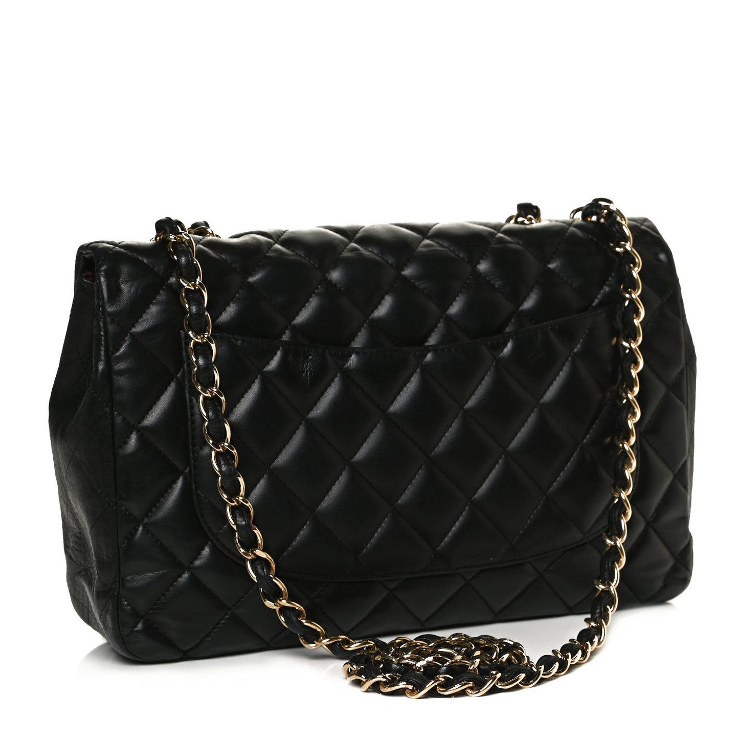 Lambskin Quilted Jumbo Single Flap Black