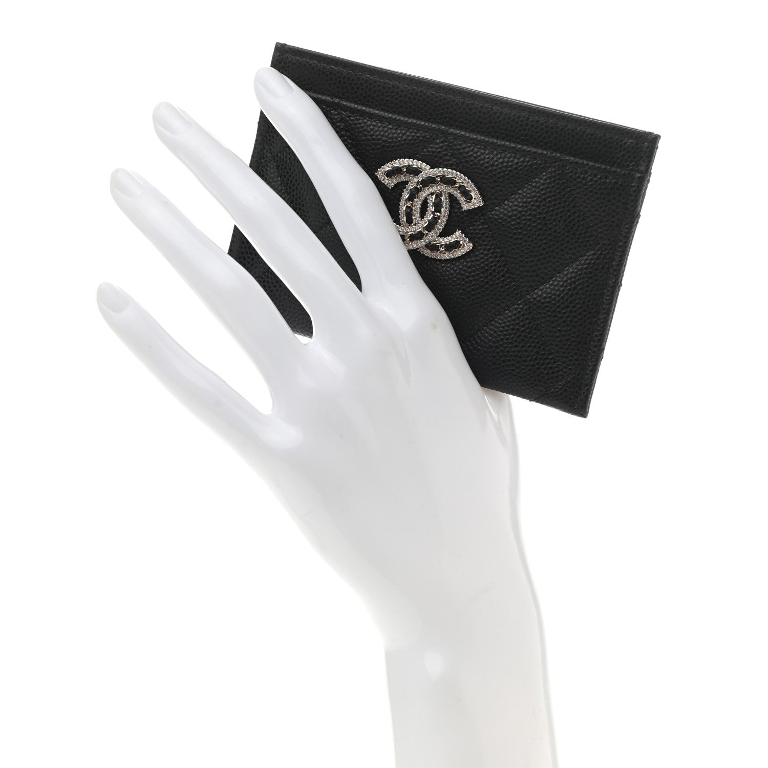 Chanel Caviar Quilted Crystal Card Holder Black 2 of 9